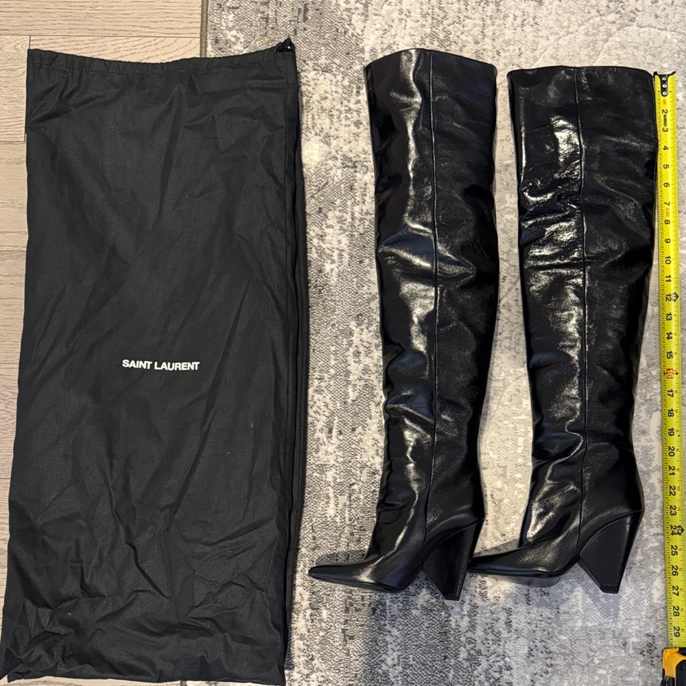 YSL Niki OTK Leather Boots